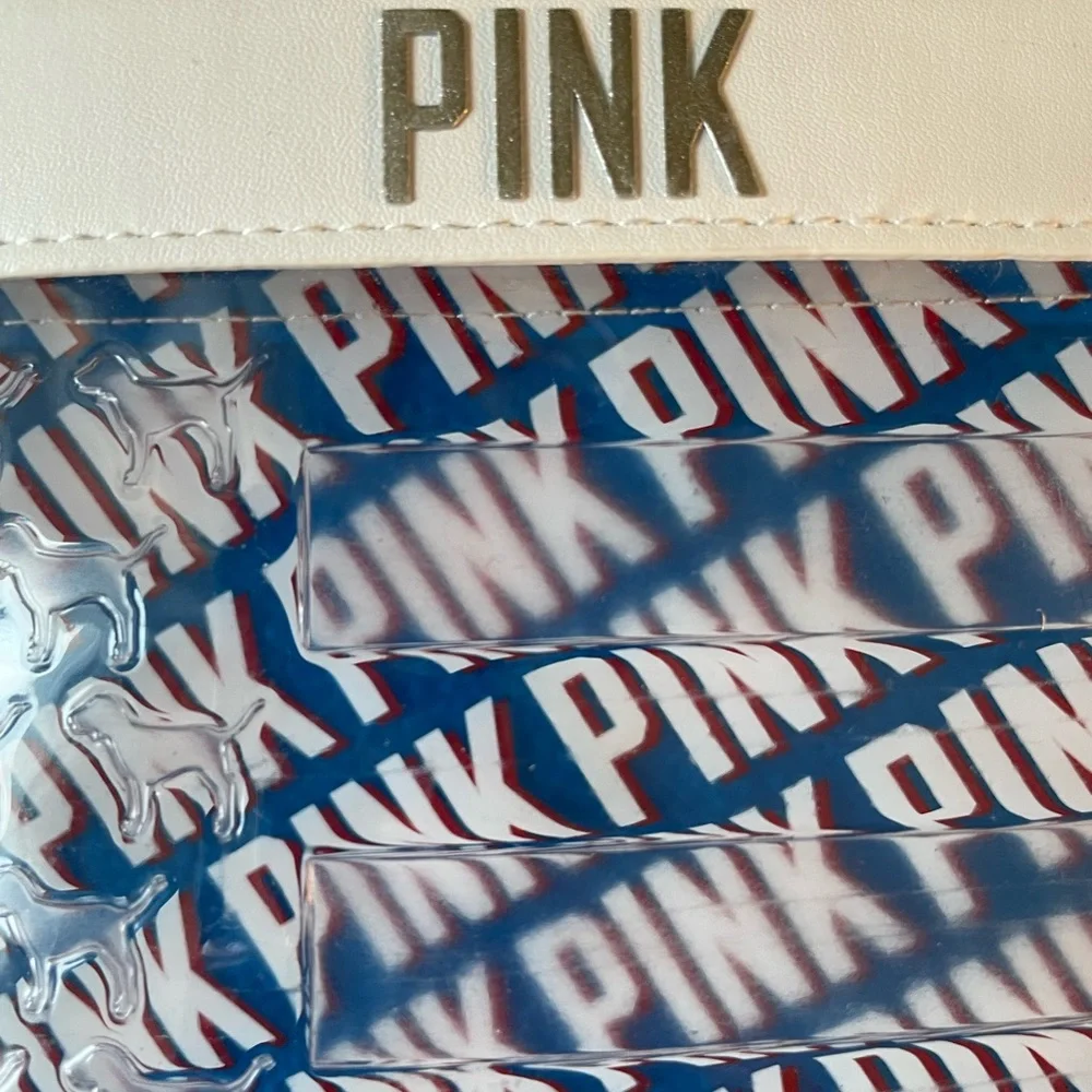 Victoria Secret PINK Zipper Cosmetic Bag. See Through Acrylic Blue Pink 10 x 8